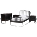 Baxton Studio Lucera Mid-Century Black Full Size 4-Piece Bobbin Bedroom Set - BSOMG0110-4-Black-Full 4PC Bedroom Set