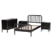 Baxton Studio Lucera Mid-Century Black Full Size 4-Piece Bobbin Bedroom Set - BSOMG0110-4-Black-Full 4PC Bedroom Set