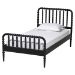 Baxton Studio Lucera Mid-Century Black Full Size 4-Piece Bobbin Bedroom Set - BSOMG0110-4-Black-Full 4PC Bedroom Set