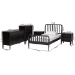 Baxton Studio Lucera Mid-Century Black Full Size 5-Piece Bobbin Bedroom Set - BSOMG0110-4-Black-Full 5PC Bedroom Set