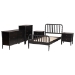 Baxton Studio Lucera Mid-Century Black Full Size 5-Piece Bobbin Bedroom Set - BSOMG0110-4-Black-Full 5PC Bedroom Set