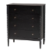 Baxton Studio Lucera Mid-Century Black Full Size 5-Piece Bobbin Bedroom Set - BSOMG0110-4-Black-Full 5PC Bedroom Set