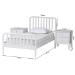 Baxton Studio Lucera Mid-Century White Twin Size 3-Piece Bobbin Bedroom Set - BSOMG0110-4-White-Twin 3PC Bedroom Set