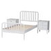 Baxton Studio Lucera Mid-Century White Twin Size 3-Piece Bobbin Bedroom Set - BSOMG0110-4-White-Twin 3PC Bedroom Set