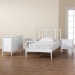 Baxton Studio Lucera Mid-Century White Twin Size 4-Piece Bobbin Bedroom Set - BSOMG0110-4-White-Twin 4PC Bedroom Set