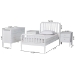 Baxton Studio Lucera Mid-Century White Twin Size 4-Piece Bobbin Bedroom Set - BSOMG0110-4-White-Twin 4PC Bedroom Set