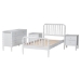 Baxton Studio Lucera Mid-Century White Twin Size 4-Piece Bobbin Bedroom Set - BSOMG0110-4-White-Twin 4PC Bedroom Set