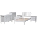Baxton Studio Lucera Mid-Century White Twin Size 5-Piece Bobbin Bedroom Set - BSOMG0110-4-White-Twin 5PC Bedroom Set