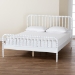 Baxton Studio Lucera Mid-Century White Queen Size Bobbin Bed - BSOMG0110-4-White-Queen