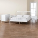 Baxton Studio Lucera Mid-Century White Queen Size 4-Piece Bobbin Bedroom Set - BSOMG0110-4-White-Queen 4PC Bedroom Set