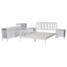 Baxton Studio Lucera Mid-Century White Full Size 5-Piece Bobbin Bedroom Set - BSOMG0110-4-White-Full 5PC Bedroom Set