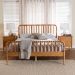 Baxton Studio Lucera Mid-Century Oak Brown Queen Size 3-Piece Bobbin Bedroom Set - BSOMG0110-4-NT Oak-Queen 3PC Bedroom Set