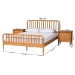 Baxton Studio Lucera Mid-Century Oak Brown Queen Size 3-Piece Bobbin Bedroom Set - BSOMG0110-4-NT Oak-Queen 3PC Bedroom Set