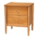 Baxton Studio Lucera Mid-Century Oak Brown Queen Size 3-Piece Bobbin Bedroom Set - BSOMG0110-4-NT Oak-Queen 3PC Bedroom Set