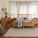 Baxton Studio Lucera Mid-Century Oak Brown Queen Size 4-Piece Bobbin Bedroom Set - BSOMG0110-4-NT Oak-Queen 4PC Bedroom Set