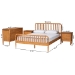 Baxton Studio Lucera Mid-Century Oak Brown Queen Size 4-Piece Bobbin Bedroom Set - BSOMG0110-4-NT Oak-Queen 4PC Bedroom Set
