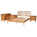 Baxton Studio Lucera Mid-Century Oak Brown Queen Size 4-Piece Bobbin Bedroom Set - BSOMG0110-4-NT Oak-Queen 4PC Bedroom Set