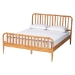 Baxton Studio Lucera Mid-Century Oak Brown Queen Size 4-Piece Bobbin Bedroom Set - BSOMG0110-4-NT Oak-Queen 4PC Bedroom Set