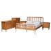 Baxton Studio Lucera Mid-Century Oak Brown Queen Size 5-Piece Bobbin Bedroom Set