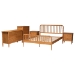 Baxton Studio Lucera Mid-Century Oak Brown Queen Size 5-Piece Bobbin Bedroom Set - BSOMG0110-4-NT Oak-Queen 5PC Bedroom Set