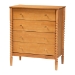 Baxton Studio Lucera Mid-Century Oak Brown Queen Size 5-Piece Bobbin Bedroom Set - BSOMG0110-4-NT Oak-Queen 5PC Bedroom Set