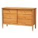 Baxton Studio Lucera Mid-Century Oak Brown Queen Size 5-Piece Bobbin Bedroom Set - BSOMG0110-4-NT Oak-Queen 5PC Bedroom Set