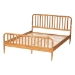 Baxton Studio Lucera Mid-Century Oak Brown Queen Size Bobbin Bed - BSOMG0110-4-NT Oak-Queen