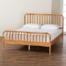 Baxton Studio Lucera Mid-Century Oak Brown Queen Size Bobbin Bed - BSOMG0110-4-NT Oak-Queen