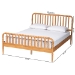 Baxton Studio Lucera Mid-Century Oak Brown Queen Size Bobbin Bed - BSOMG0110-4-NT Oak-Queen