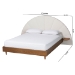 Baxton Studio Bernice Japandi Cream Boucle and Walnut Brown Wood Queen Bed - BSOBBT61266-Cream/Walnut-Queen
