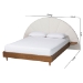 Baxton Studio Bernice Japandi Cream Boucle and Walnut Brown Wood Queen Bed - BSOBBT61266-Cream/Walnut-Queen