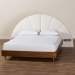 Baxton Studio Bernice Japandi Cream Boucle and Walnut Brown Wood Queen Bed - BSOBBT61266-Cream/Walnut-Queen