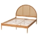 Baxton Studio Wrenley Japandi Oak Brown Wood Queen Bed with Antique Rattan - BSOMG0238-NTOak/5703R Rattan-Queen