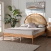 Baxton Studio Wrenley Japandi Oak Brown Wood Queen Bed with Antique Rattan - BSOMG0238-NTOak/5703R Rattan-Queen