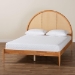 Baxton Studio Wrenley Japandi Oak Brown Wood Queen Bed with Antique Rattan - BSOMG0238-NTOak/5703R Rattan-Queen
