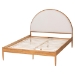 Baxton Studio Dawson Japandi Cream Teddy Fabric and Oak Brown Wood Queen Bed - BSOMG0238-1-NT Oak/Cream 3001-Queen