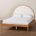 Baxton Studio Dawson Japandi Cream Teddy Fabric and Oak Brown Wood Queen Bed - BSOMG0238-1-NT Oak/Cream 3001-Queen