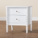 Baxton Studio Lucera Mid-Century White 2-Drawer Bobbin Nightstand - BSOMG9011-White-2DW-NS