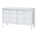 Baxton Studio Lucera Mid-Century White Bobbin Wood 6-Drawer Dresser