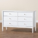 Baxton Studio Lucera Mid-Century White Bobbin Wood 6-Drawer Dresser - BSOMG9011-White-6DW-Dresser