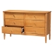 Baxton Studio Lucera Mid-Century Oak Brown Bobbin Wood 6-Drawer Dresser - BSOMG9011-NT Oak-6DW-Dresser