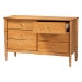 Baxton Studio Lucera Mid-Century Oak Brown Bobbin Wood 6-Drawer Dresser - BSOMG9011-NT Oak-6DW-Dresser