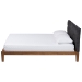 Baxton Studio Mariette Japandi Dark Grey Teddy Fabric and Walnut Brown Wood Queen Bed - BSOBBT61242-XD841-26 Dark Grey/Walnut-Queen