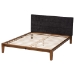 Baxton Studio Mariette Japandi Dark Grey Teddy Fabric and Walnut Brown Wood Queen Bed - BSOBBT61242-XD841-26 Dark Grey/Walnut-Queen