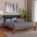 Baxton Studio Mariette Japandi Dark Grey Teddy Fabric and Walnut Brown Wood Queen Bed - BSOBBT61242-XD841-26 Dark Grey/Walnut-Queen
