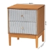 Baxton Studio Taylin Mid-Century Grey Corduroy and Oak Brown Wood 2-Drawer Nightstand - BSOMG9012-Grey-HC1315-16/NT-Oak-2DW-NS