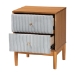 Baxton Studio Taylin Mid-Century Grey Corduroy and Oak Brown Wood 2-Drawer Nightstand - BSOMG9012-Grey-HC1315-16/NT-Oak-2DW-NS