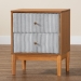 Baxton Studio Taylin Mid-Century Grey Corduroy and Oak Brown Wood 2-Drawer Nightstand - BSOMG9012-Grey-HC1315-16/NT-Oak-2DW-NS