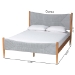 Baxton Studio Taylin Mid-Century Grey Corduroy and Oak Brown Wood Queen Bed - BSOMG0243-Grey-HC1315-16/NT-Oak-Queen