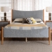 Baxton Studio Taylin Mid-Century Grey Corduroy and Oak Brown Wood Queen Bed - BSOMG0243-Grey-HC1315-16/NT-Oak-Queen